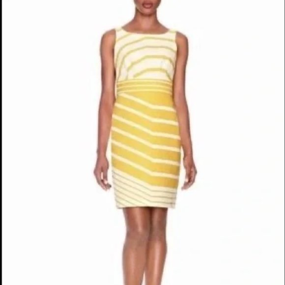 THE LIMITED | Yellow and White Stiped Sheath Dress Size 4 - Picture 2 of 6